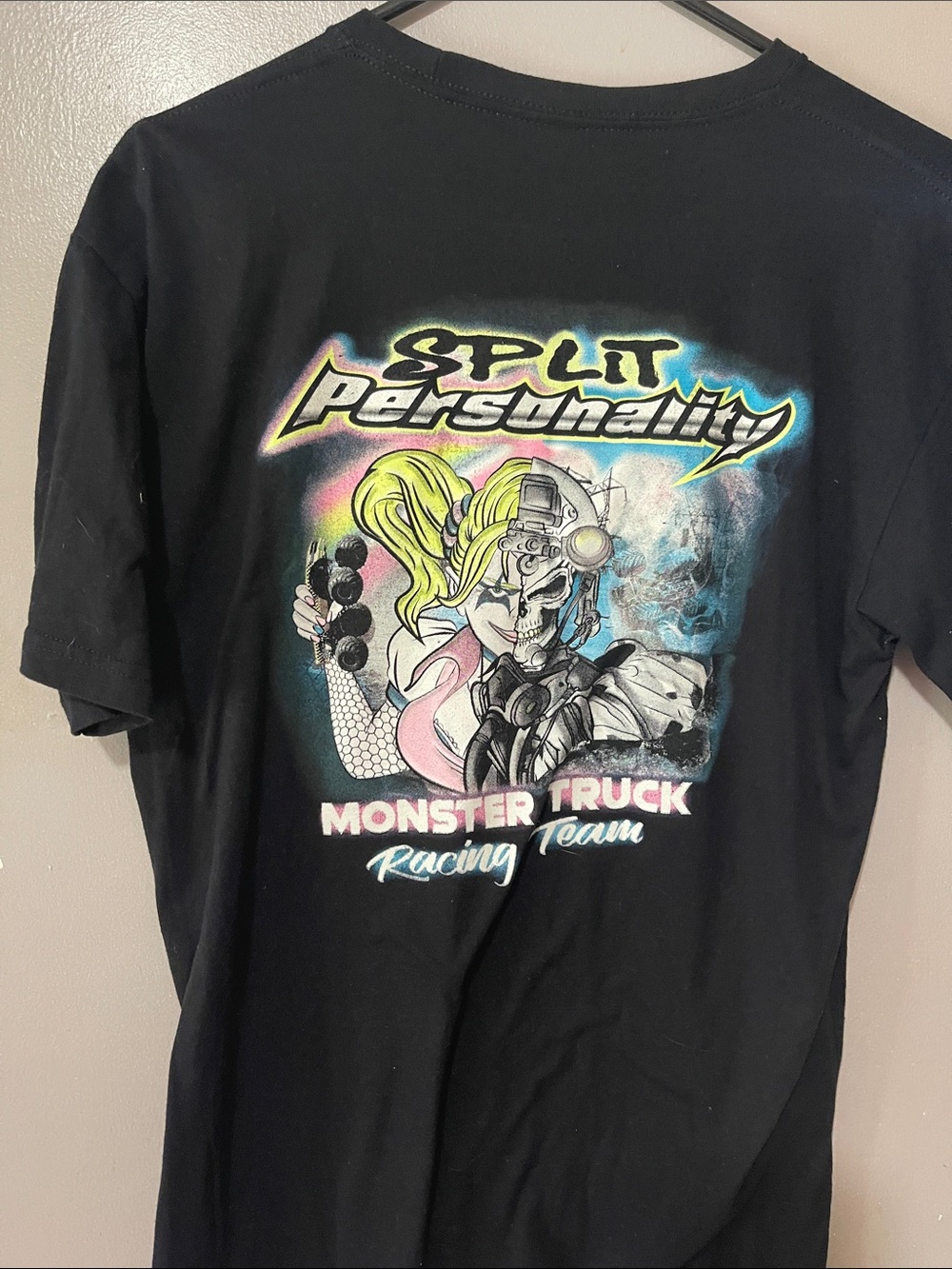Split Personality Monster Truck Racing Team Graphic Tee - Black